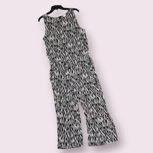 Chicos Travelers Sleeveless‎ Jumpsuit Romper Black White Wide Leg Size 1 US 8/10